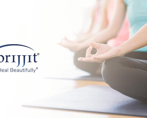 Brijjit logo with women doing yoga