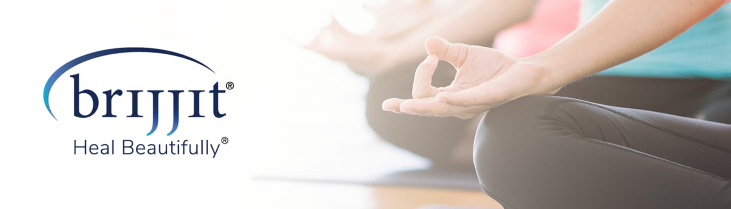 Brijjit logo with women doing yoga